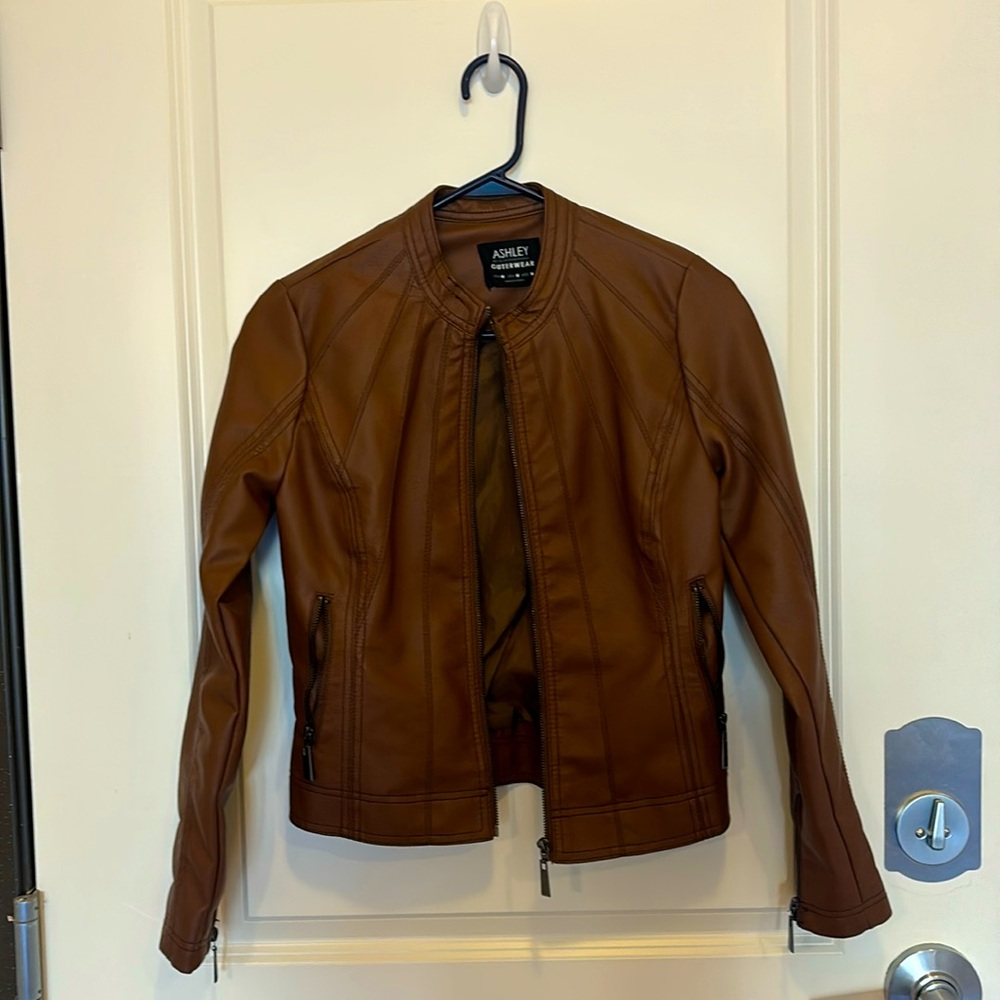 Ashley by 26 International Brown Faux Leather Jacket